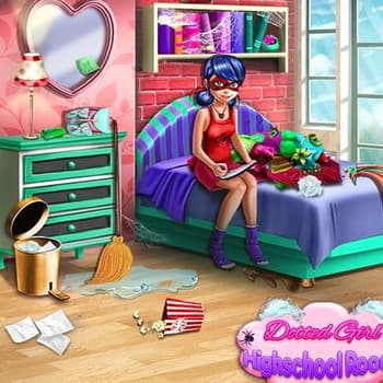 Dotted Girl Highschool Room
