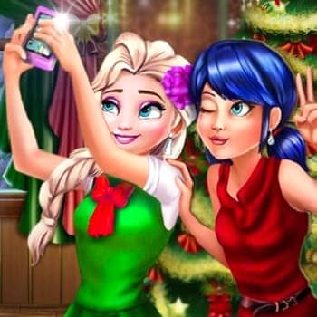 Lady Bug And Elsa Xmas Selfie